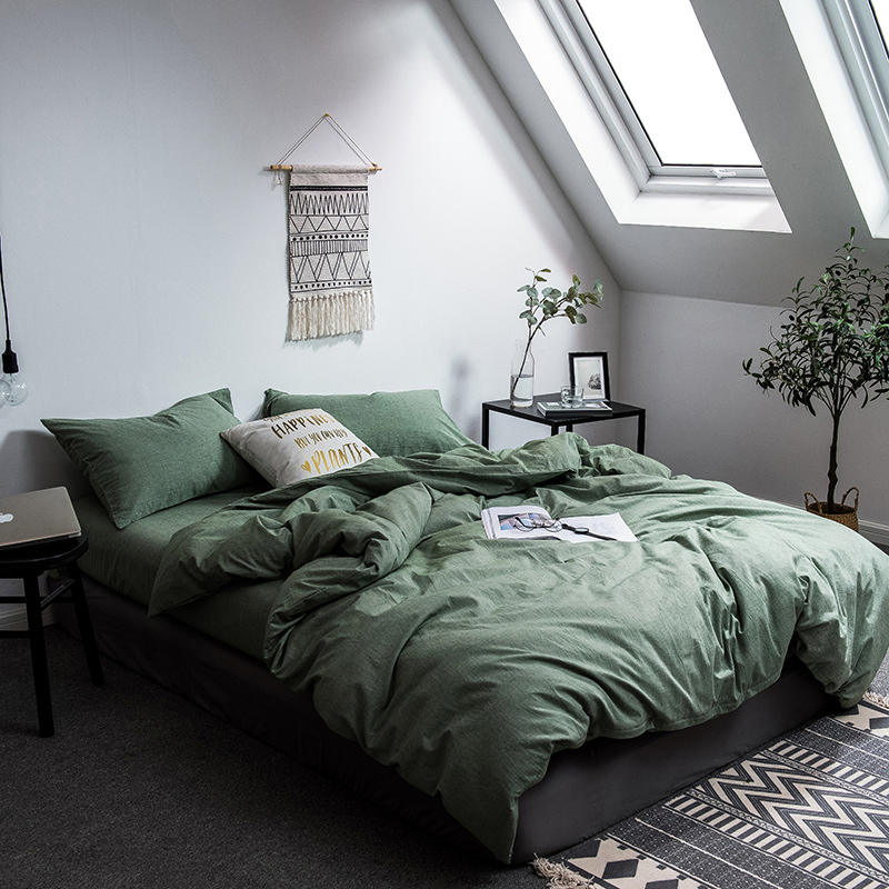 Wholesale Price Pure Washed Cotton Three Sets Home Textile Kit Bed Sheet