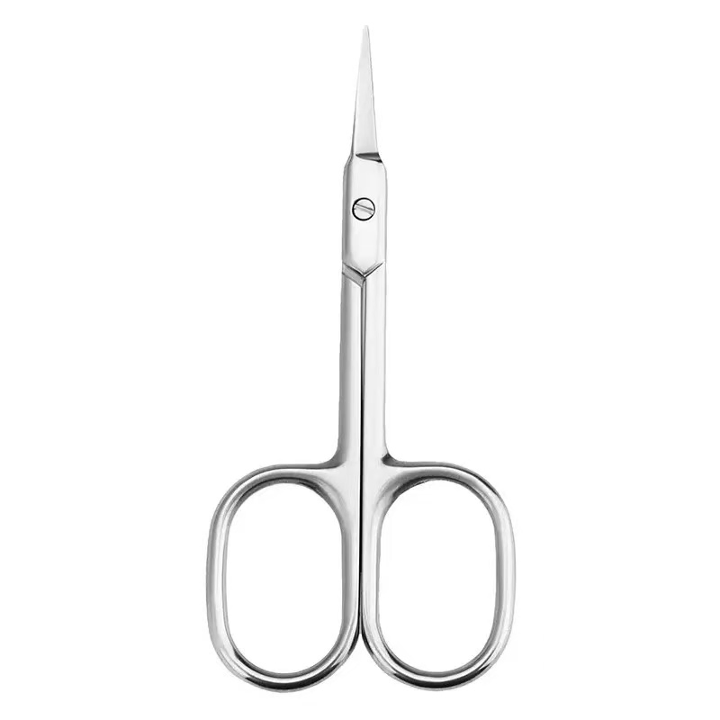 Cross Border Stainless Steel Makeup Nose Curved Tip Sharp Type Eyebrow Scissors