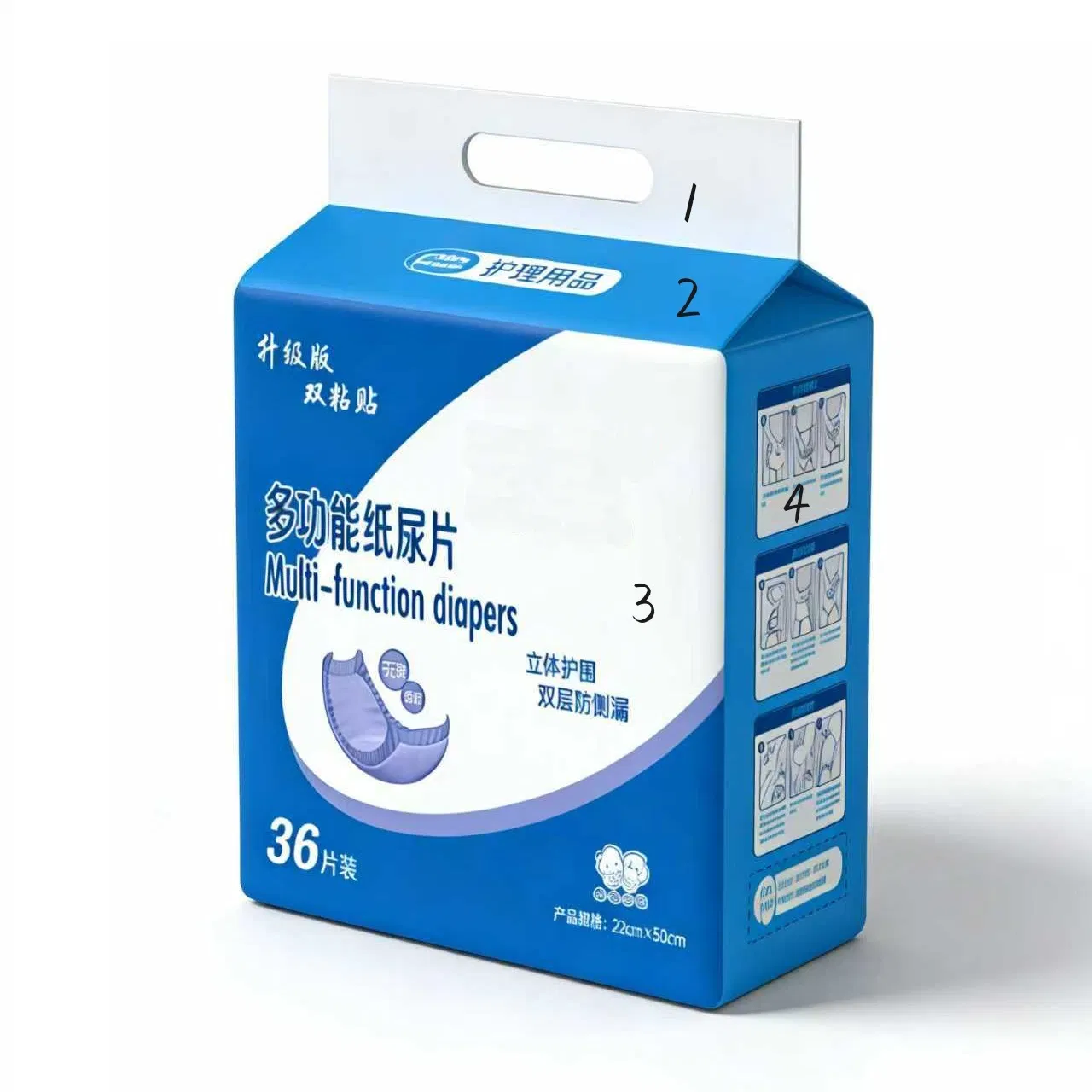 Adjustable Soft Stick Waist Design Printed Adult Diapers for Seniors