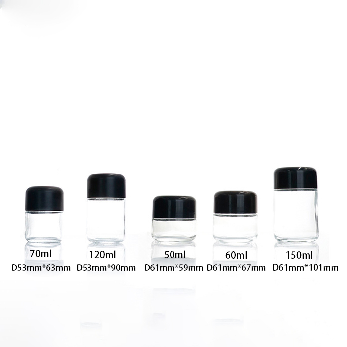 Glass Bottle with Cr Safety Cap, Tobacco Glass Jar, 2oz - 5oz Cream Bottle