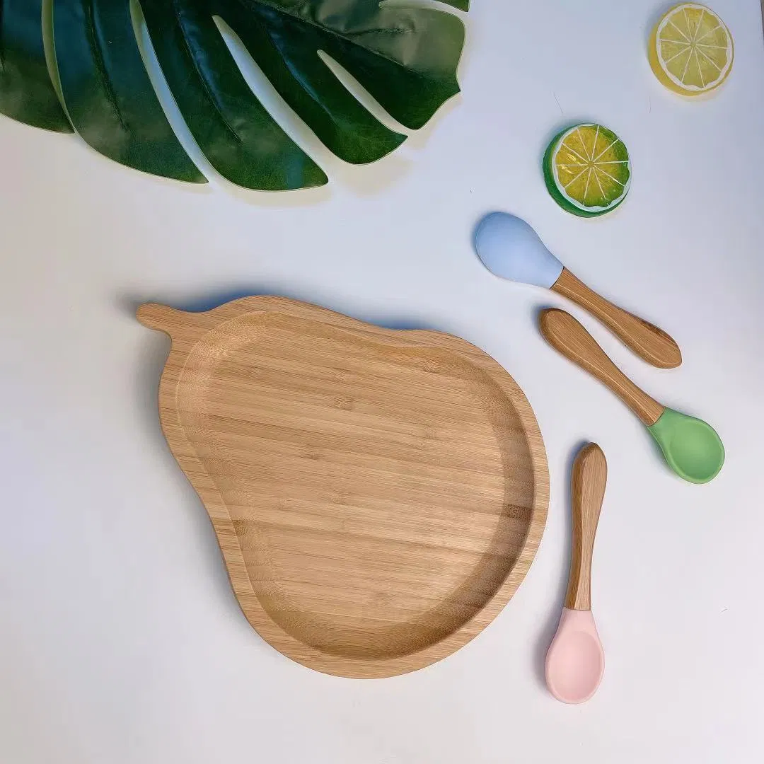 100% Natural Bamboo Plate Pear Pattern