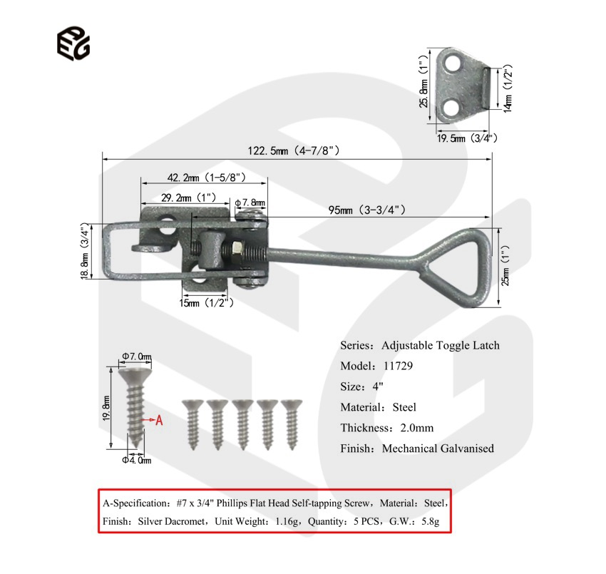 Heavy Duty Adjustable Latch for Truck Tailgate or Machinery Access Door