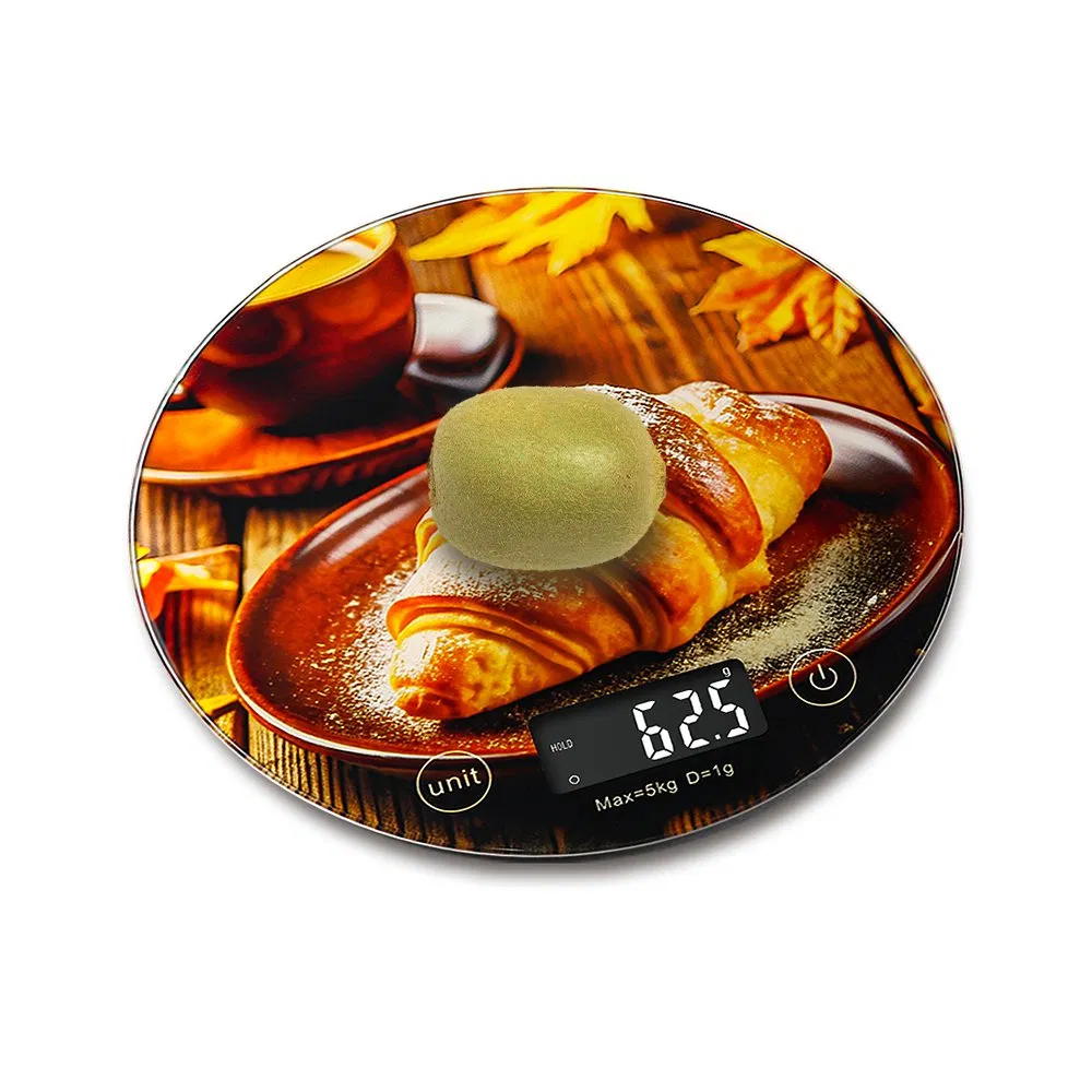 Кухонные весы 5кг круглые с узором