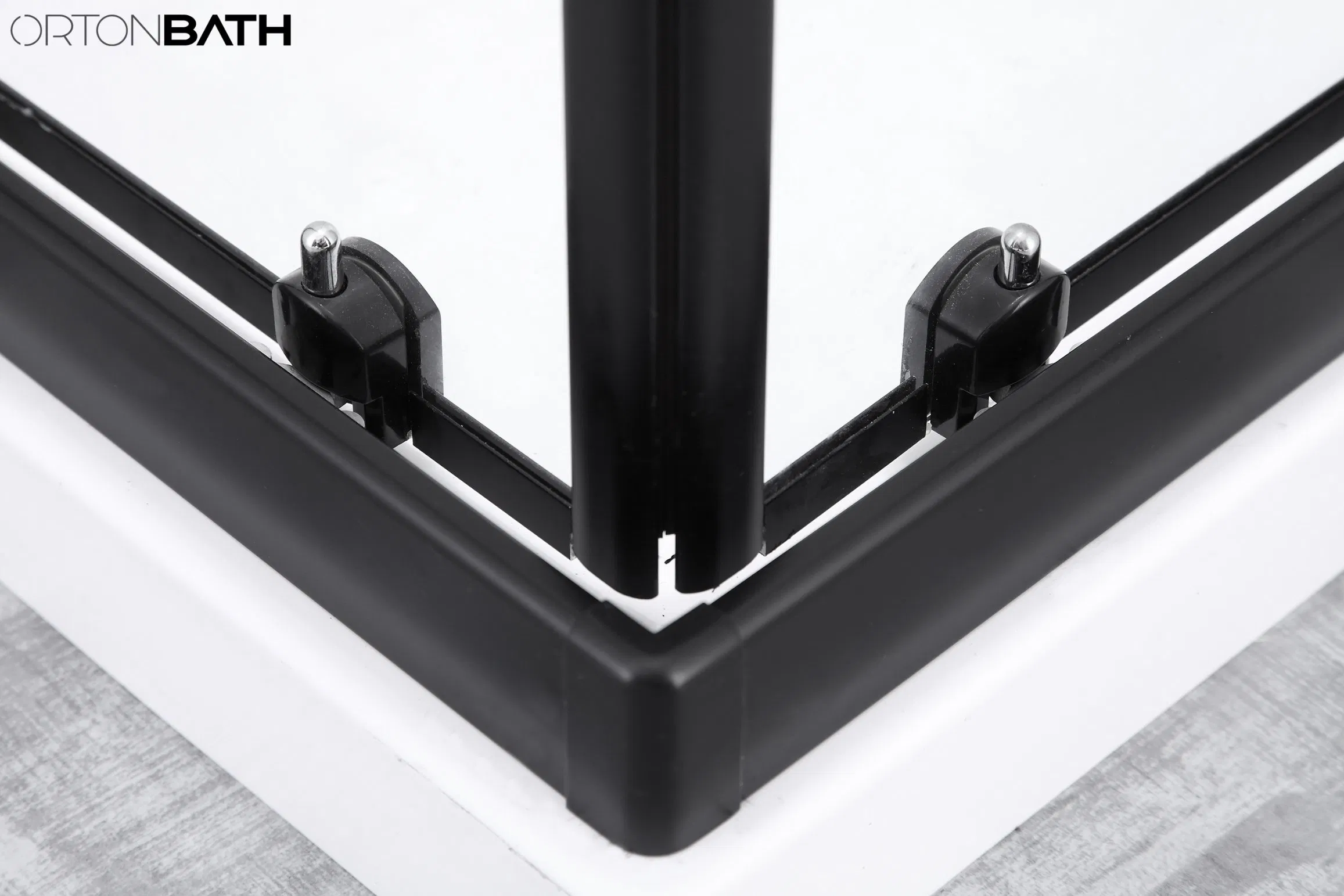 Ortonbath North Europe Style Aluminum Rectangular Framed Corner Shower Door Sliding Tempered Glass Corner Entry Shower Room Shower Enclosure