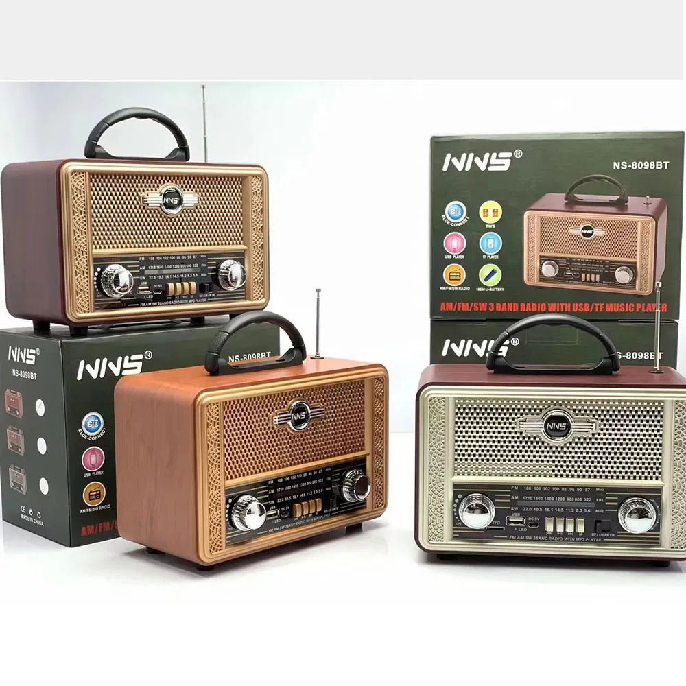 Ретро радио NS-8098BT с Bluetooth, деревянный корпус