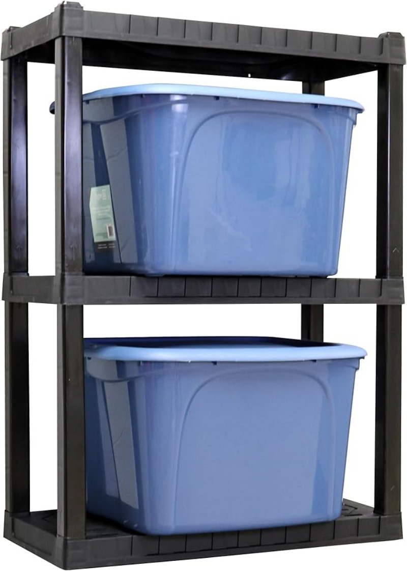 Wall Organizer, Heavy Duty Industrial Display Garage 3 Tier Stackable Plastic Shelving