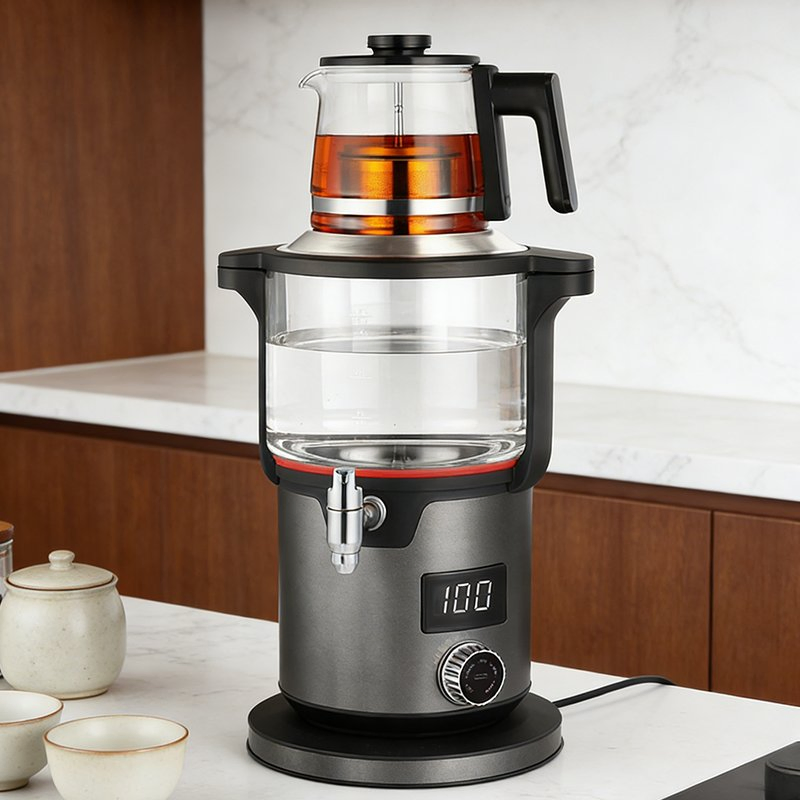 Wholesale Electronics Digital Electric Double Tea Maker Water Heating Keep Warm 4.5L Turkish Samovar with Water Level Display