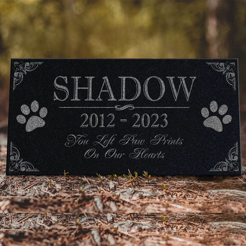 Personalized Memorial Plaque Pet Black Granite Grave Marker for Cemetery Decoration