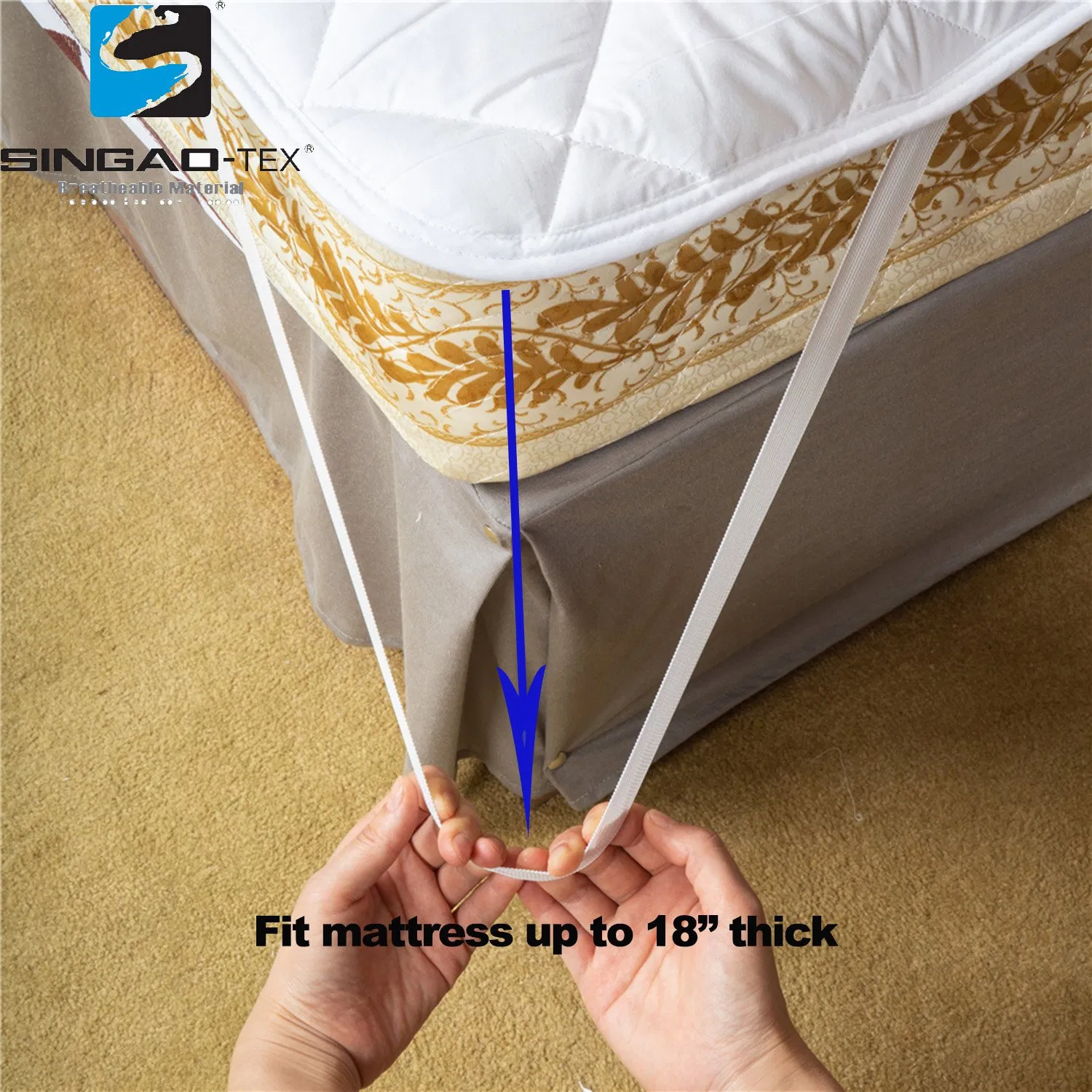 Quilted Waterproof 100% Cotton Plain Woven Mattress Cover Protector Topper Comfortable for Baby