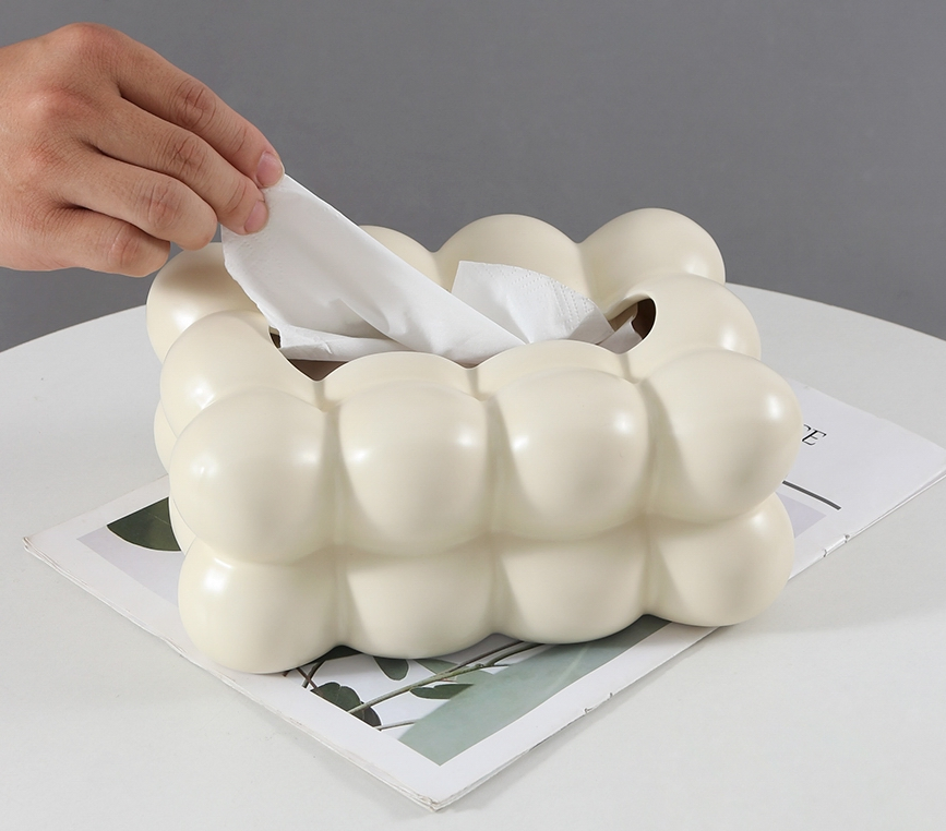 New Arrived Modern White Ceramic Electroplate Tissue Box Cover Tissue Holder Table Napkin Holders Luxury Tissue Box
