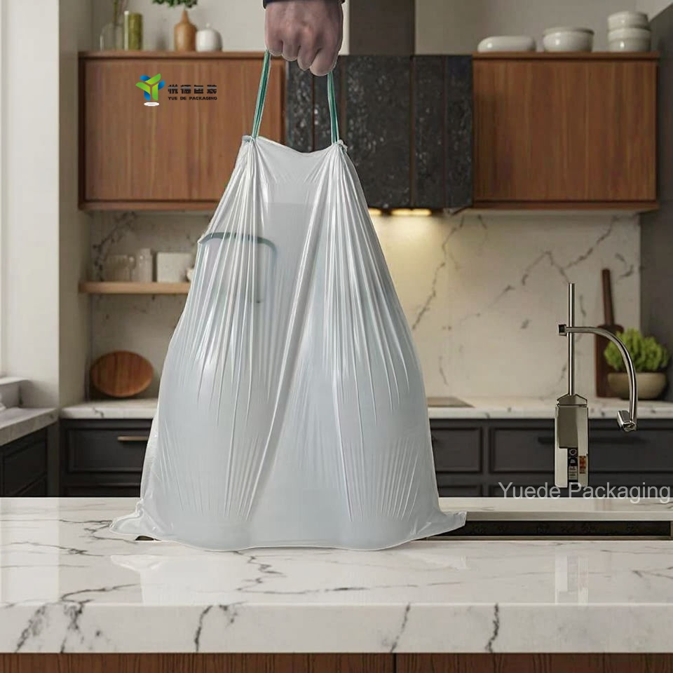 Customizable Fragrance 13 Gallon Drawstring Garbage Bag for House Use Portable Thickened Drawstring Closing Kitchen Garbage Plastic Biodegradable Bag