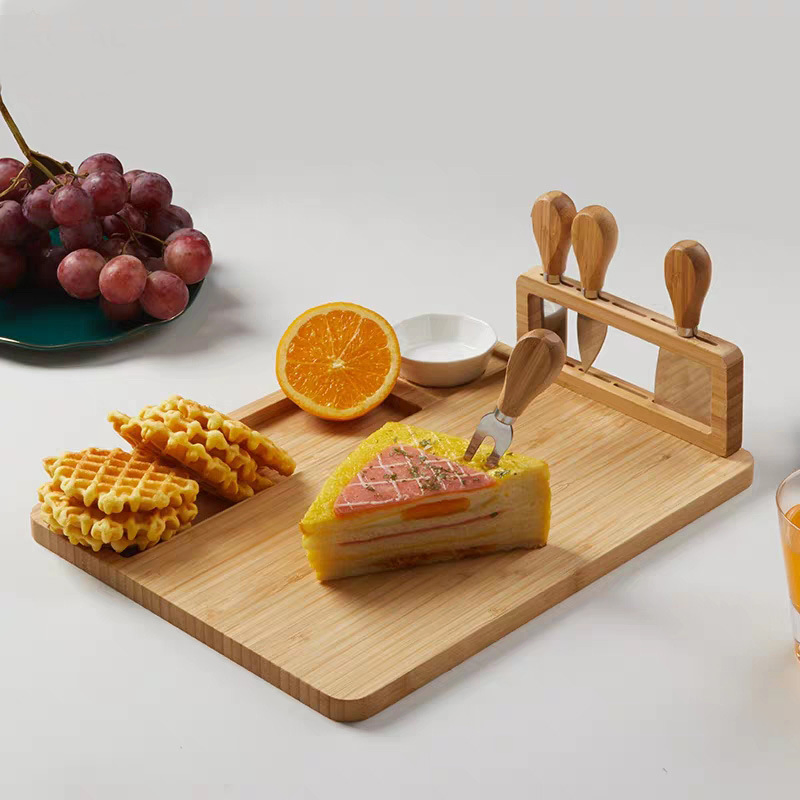 Bamboo Cheese Board with Tools Butter Knife Set