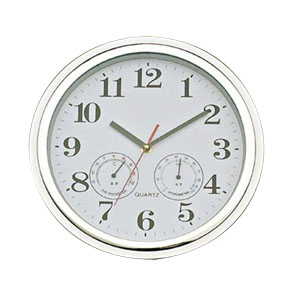 Multifunction Frame Power Aluminum Wall Clock with Thermometer and Hygrometer