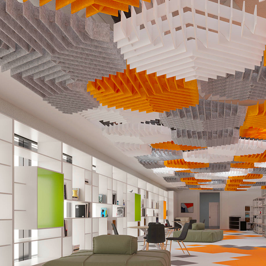 Sound Absorption Acoustic Ceilings Standard Pet Polyester 3D Fiber Panels