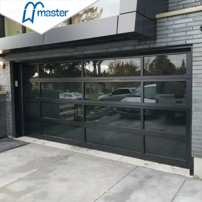 Master Well Hot Sale Luxury Modern Good Price 16X8 Automatic Seamless Glass Garage Door Mirror Aluminum Frameless Glass Garage Door for Villa
