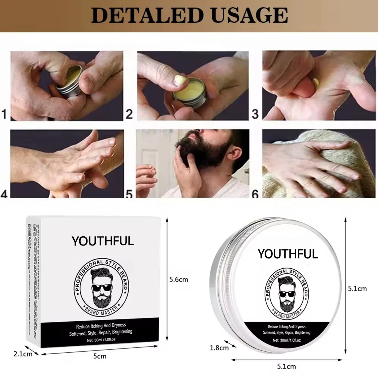 Natural Beard Care Moisturizing Professional Care Cream