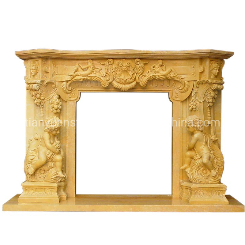 White Stone Sculpture Women Statues Marble Fireplace Mantel