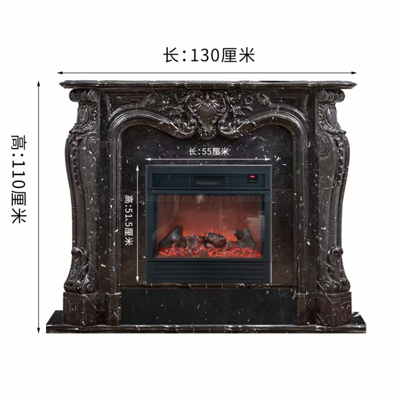 Interior Decoration Black White Nero Marquina Marble Fireplace Mantles