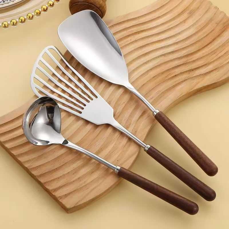 Stainless Steel Cookware Set Long Handle Anti-Scald Household Thickening Kitchen Spatula Soup Spoon