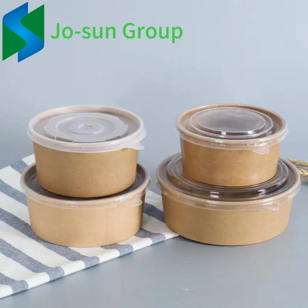 Jo-Sun Disposable Biodegradable Paper Soup Bowl with Lid Takeaway Kraft Soup Salad Paper Bowl