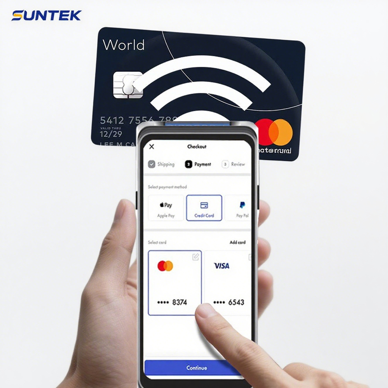 Suntek Touch Screen NFC Mobile POS for Bookstores High-Tech with Barcode Scanning