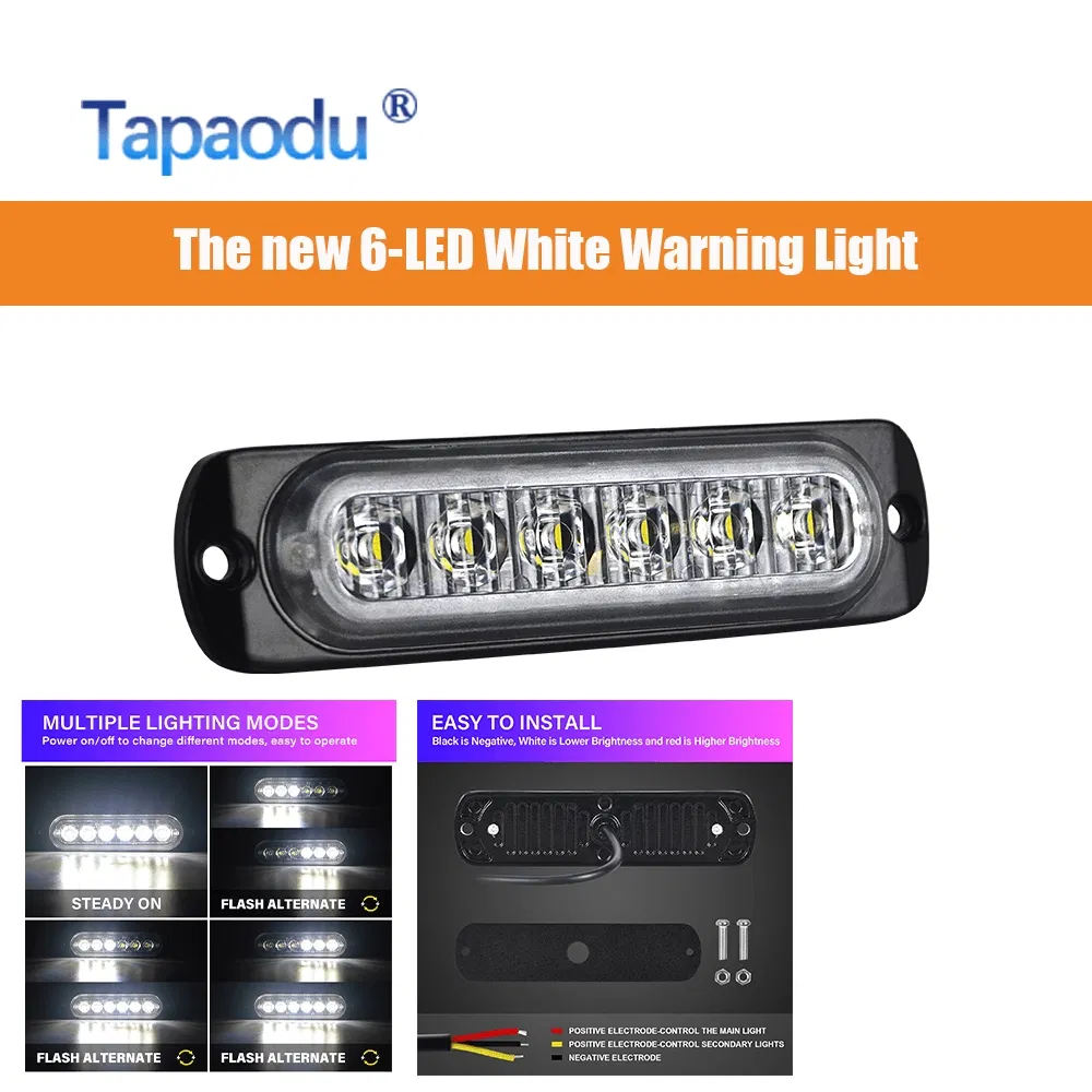 6-LED White Safety Light, 500m Beam, IP67, Waterproof Connector for Mining Equipment