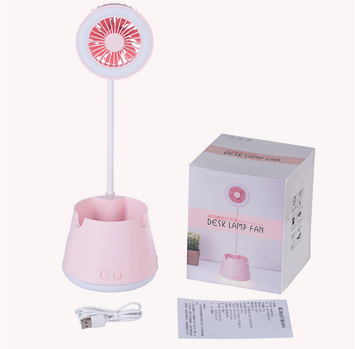 Factory Supply 2020 Newest Design Multifunctional Fan Pen Holder Phone Holder Night Light Table Lamp LED Fan