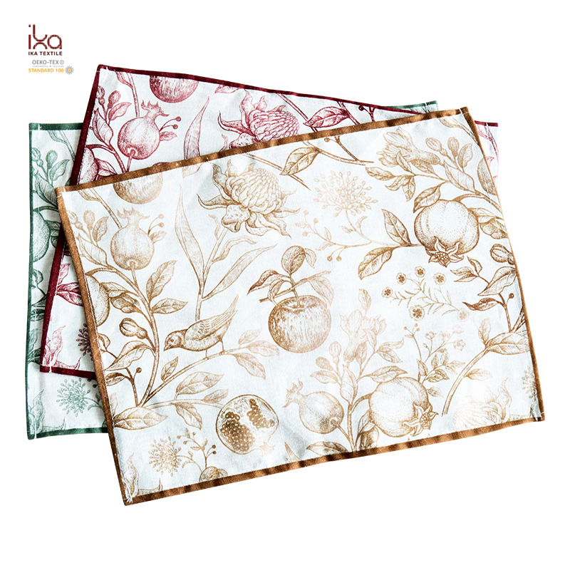 Floral Dinner Coffee Cloth Activity Rectangle Woven Heat Resistant Custom Design Kitchen Table Linen Placemat