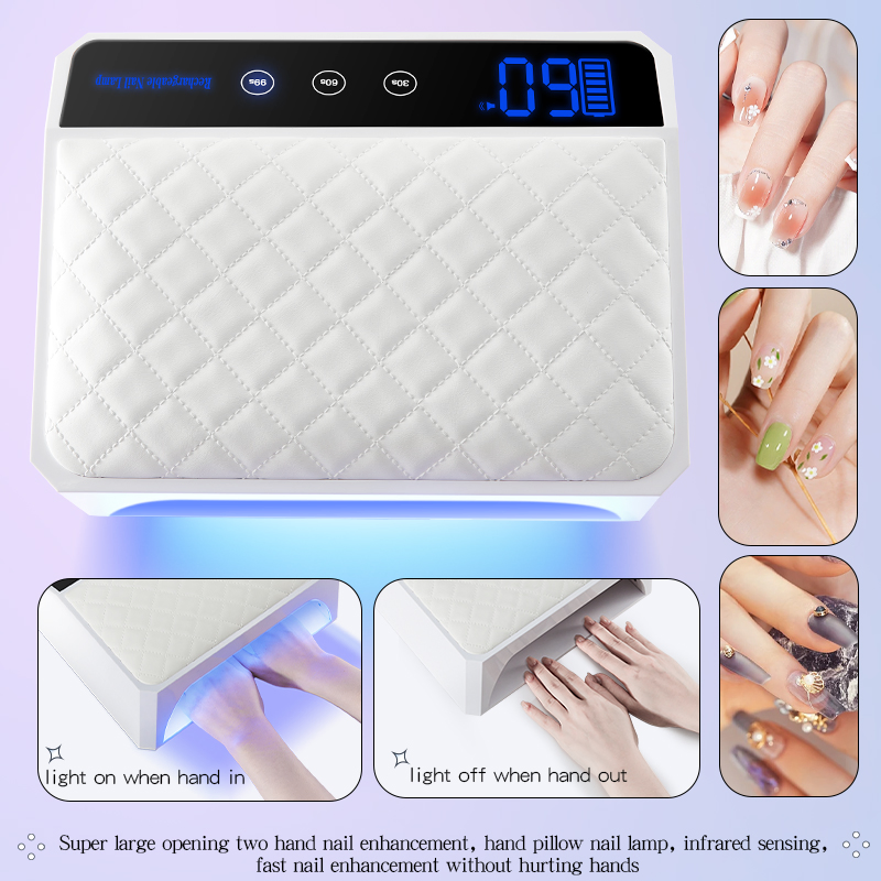 2 in 1 Nail Arm Rest Nail Lamp, 178W Wireless UV LED Nail Dryer Curing Nail Gel Polish Light