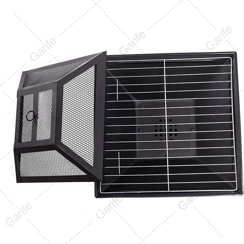 Factory Price Steel Square Fire Pit Outdoor BBQ Grill Wood Burning Stove