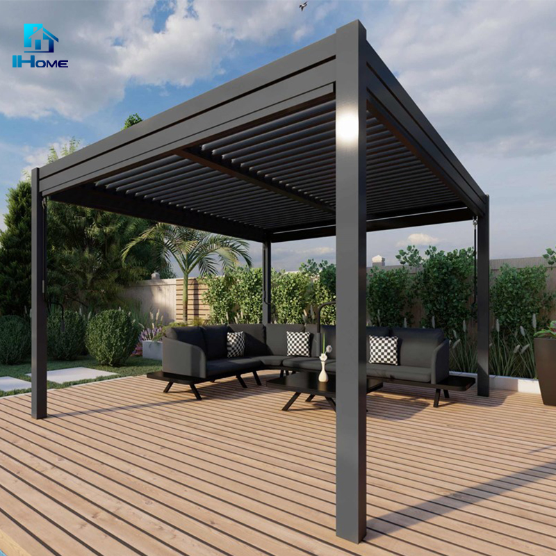 Customized Adjustable Outdoor Gazebo Waterproof Louvered Roof Motorized Bioclimatic Aluminum Pergola