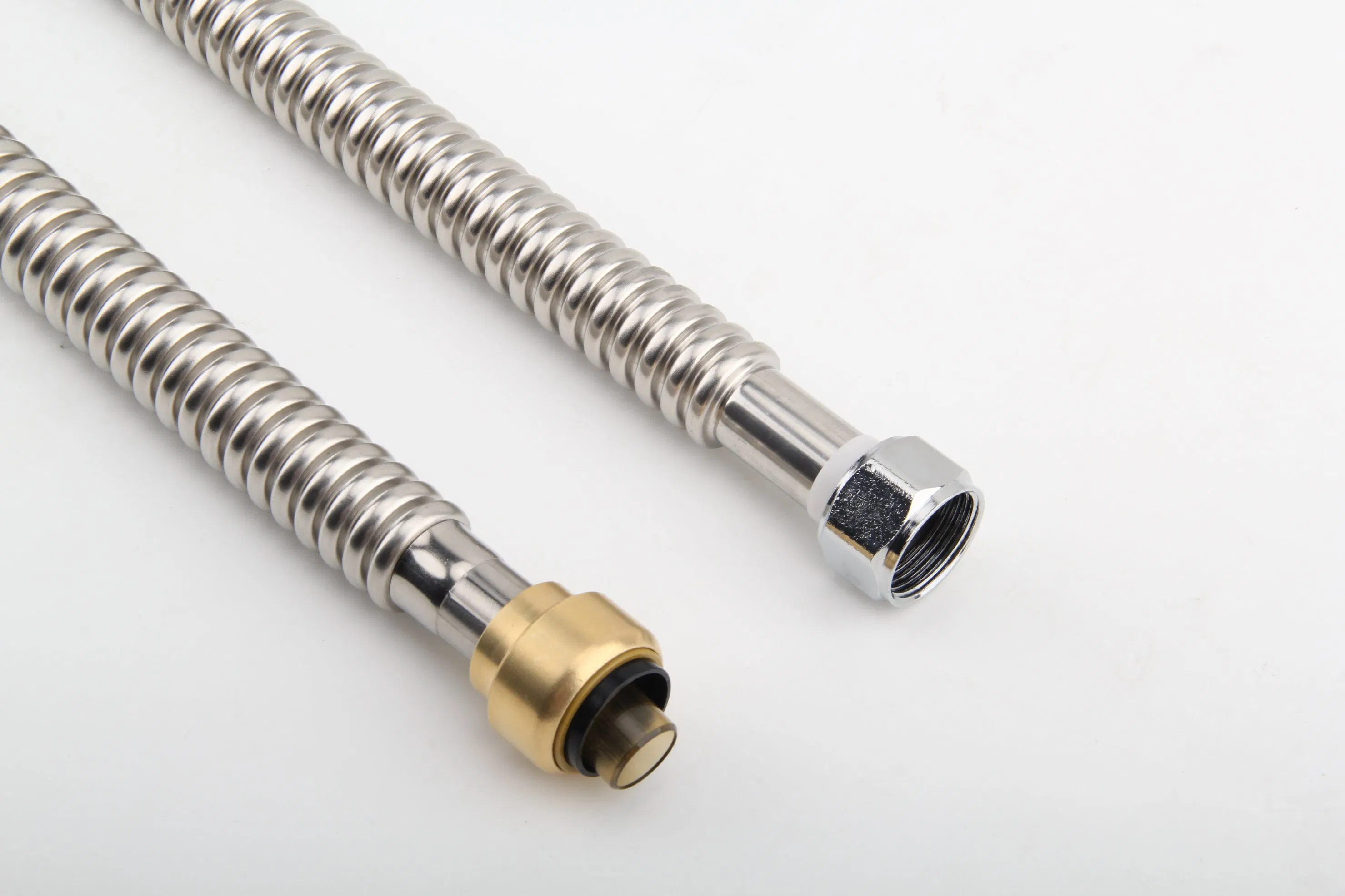 Corrugated Stainless Steel Water Heater Connector with Ball Valve, Push-Fit W/Valve X Fip