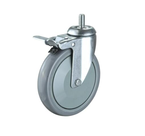 150mm Industrial Castor Swivel Screw Thread Caster Wheels with Total Brake China Factory Price