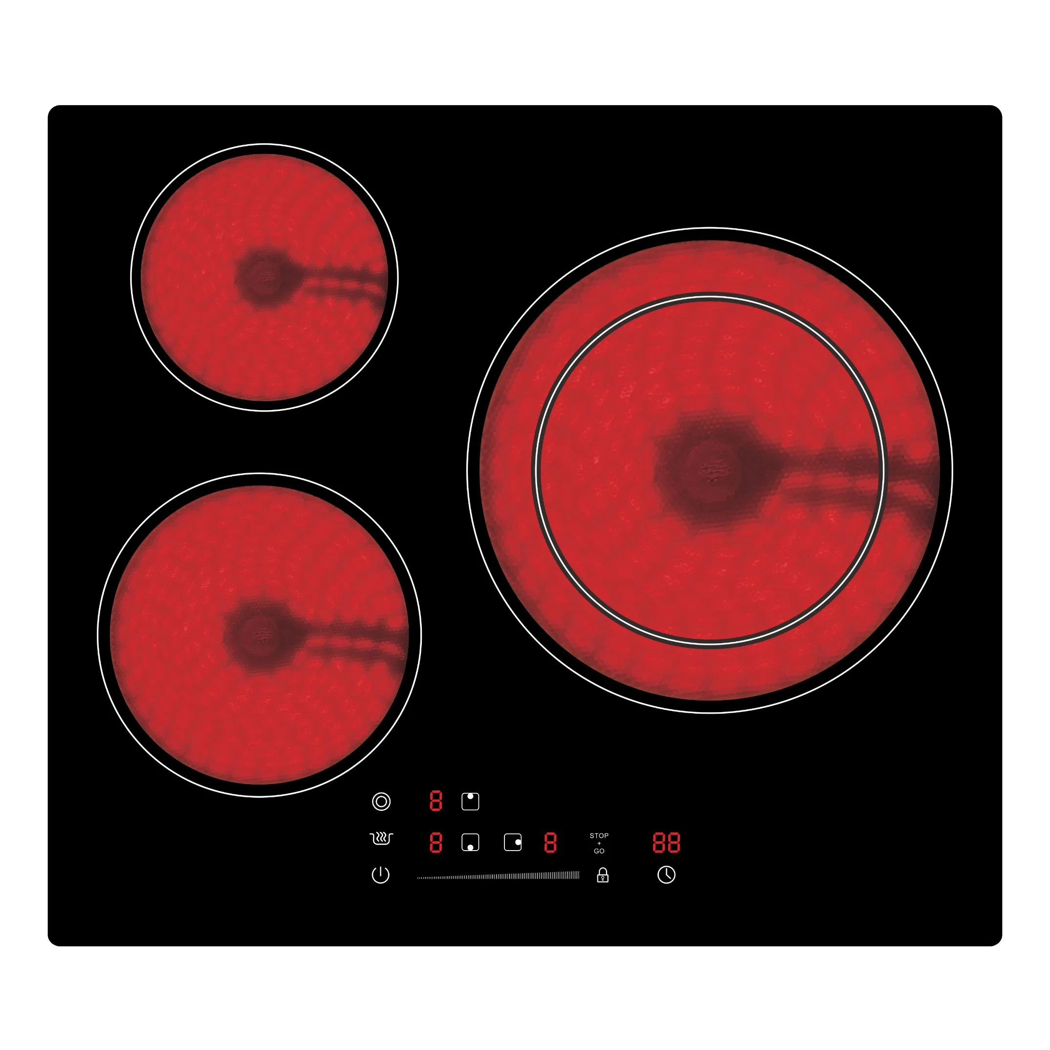 2021 Slide control with timer child lock function 3 burner built in type electric ceramic hob