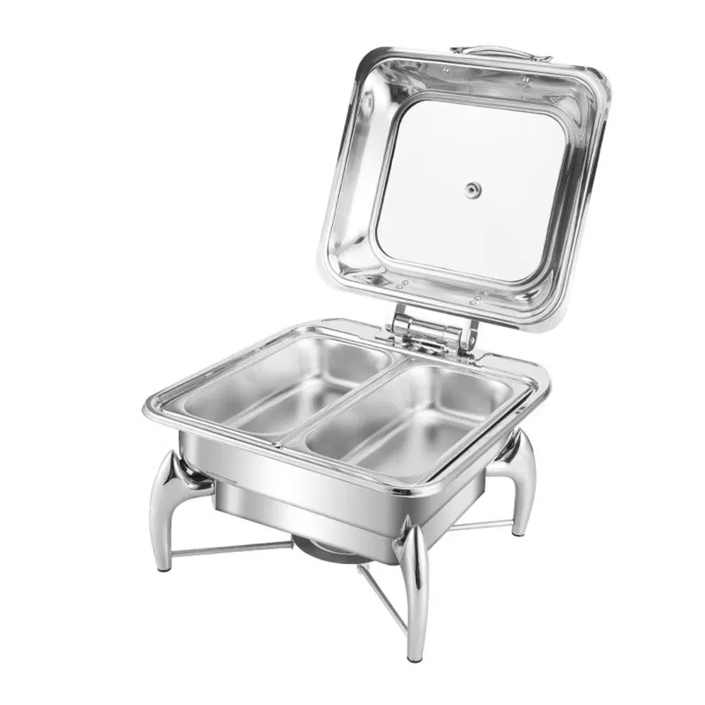 Wholesale Good Quality Stainless Steel Chafer 9L Square Fuel Heated Chafing Dishes Hotel Restaurant Wedding Buffet Stackable