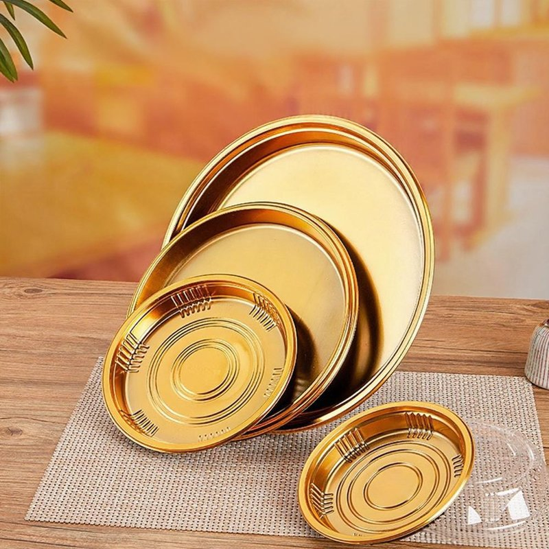 Spot Wholesale Disposable Food Container Plastic Food Packaging Takeaway Round Sushi Tray Party Tray