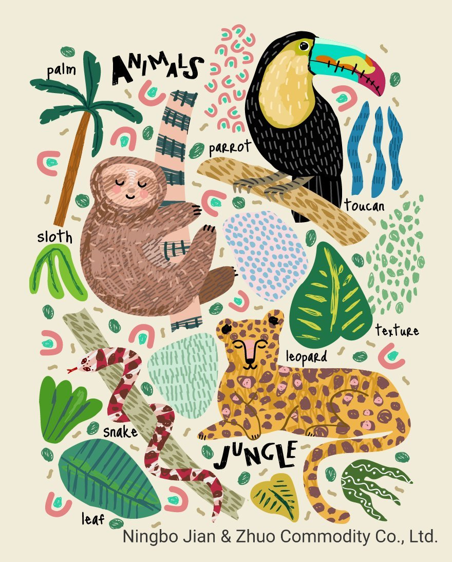 Custom Popular Cotton Printed Cute Animal Tea Towel Napkin Kitchen Towel