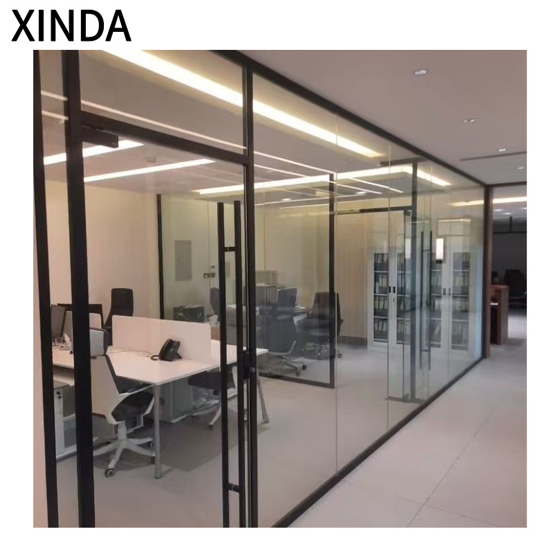 Elegant Glass Partition Wall with Aluminium Frame for Office