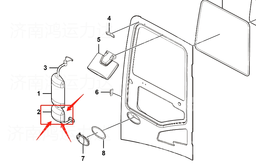 Заднее зеркало для карьерного самосвала LGMG (модели MT86, MT86H, MT95, MT96, MT105)