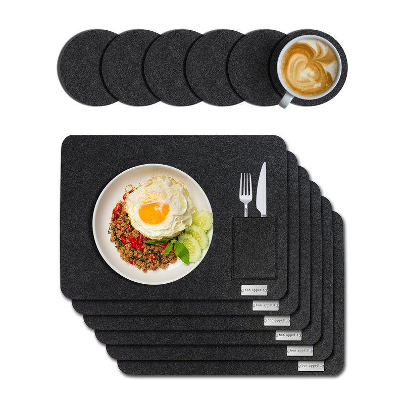 Wholesale Custom Non-Slip Felt Placemat Waterproof Washable Table Mats for Dining Customize Table Mat and Coaster