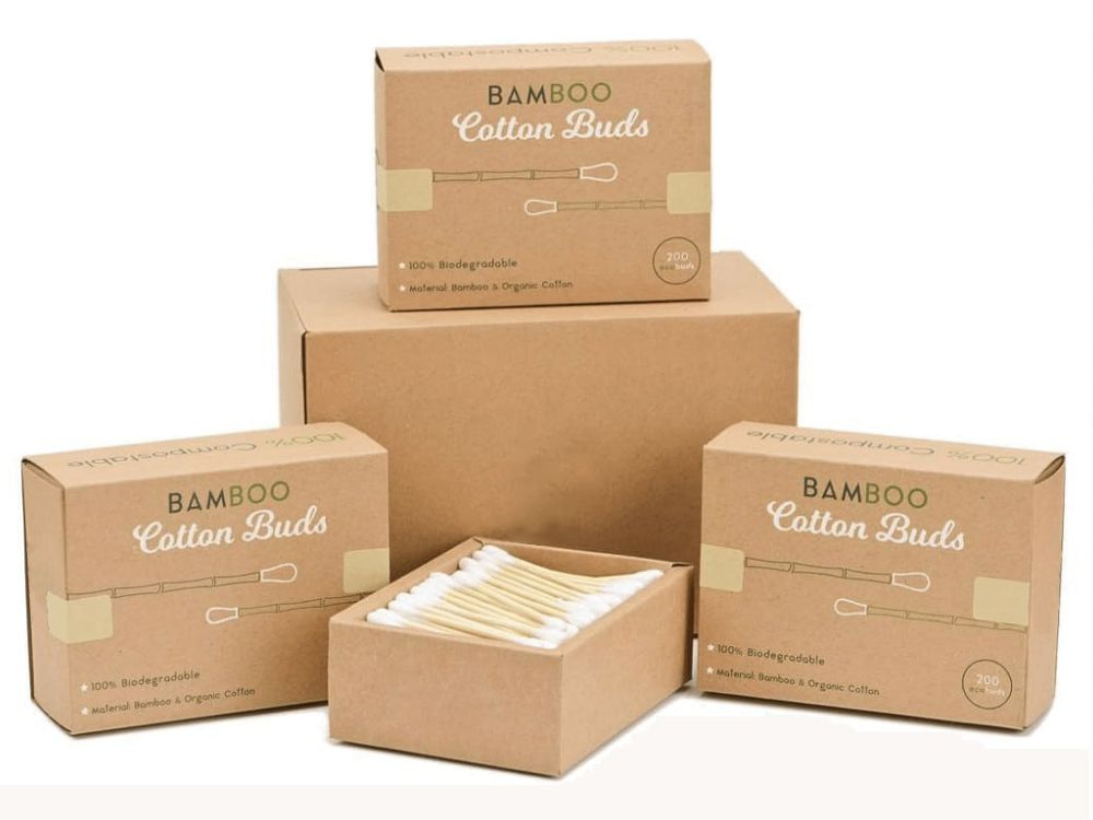 Plastic Free Earbuds Bamboo Cotton Bud Swab in Kraft Box