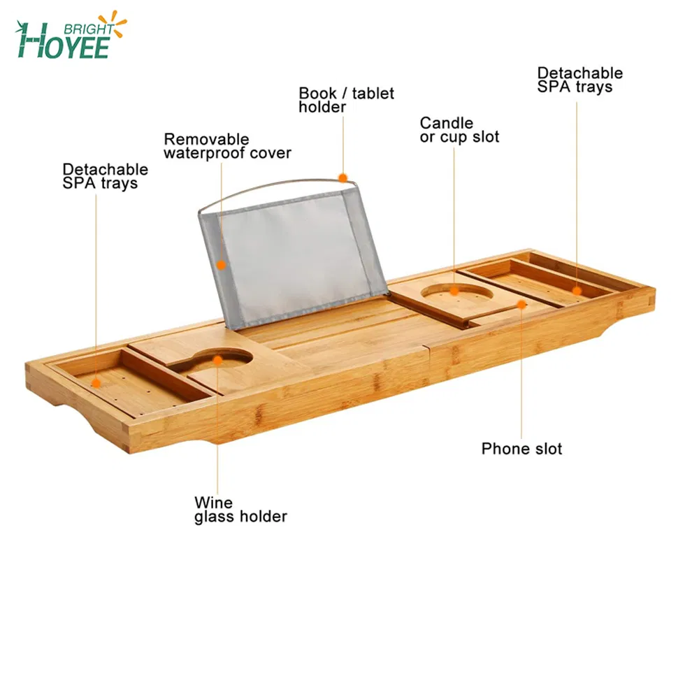 Adjustable Bamboo Bathtub Caddy Tray