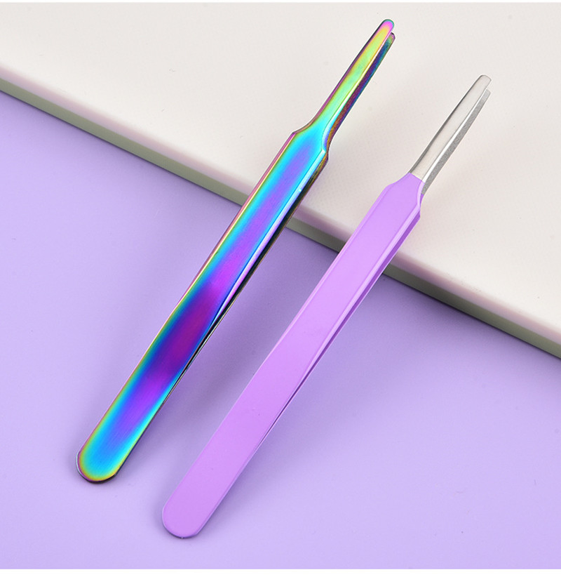 Titanium Stainless Steel Straight Blunt Tip Beauty Makeup Lash Isolation Extension Tweezers