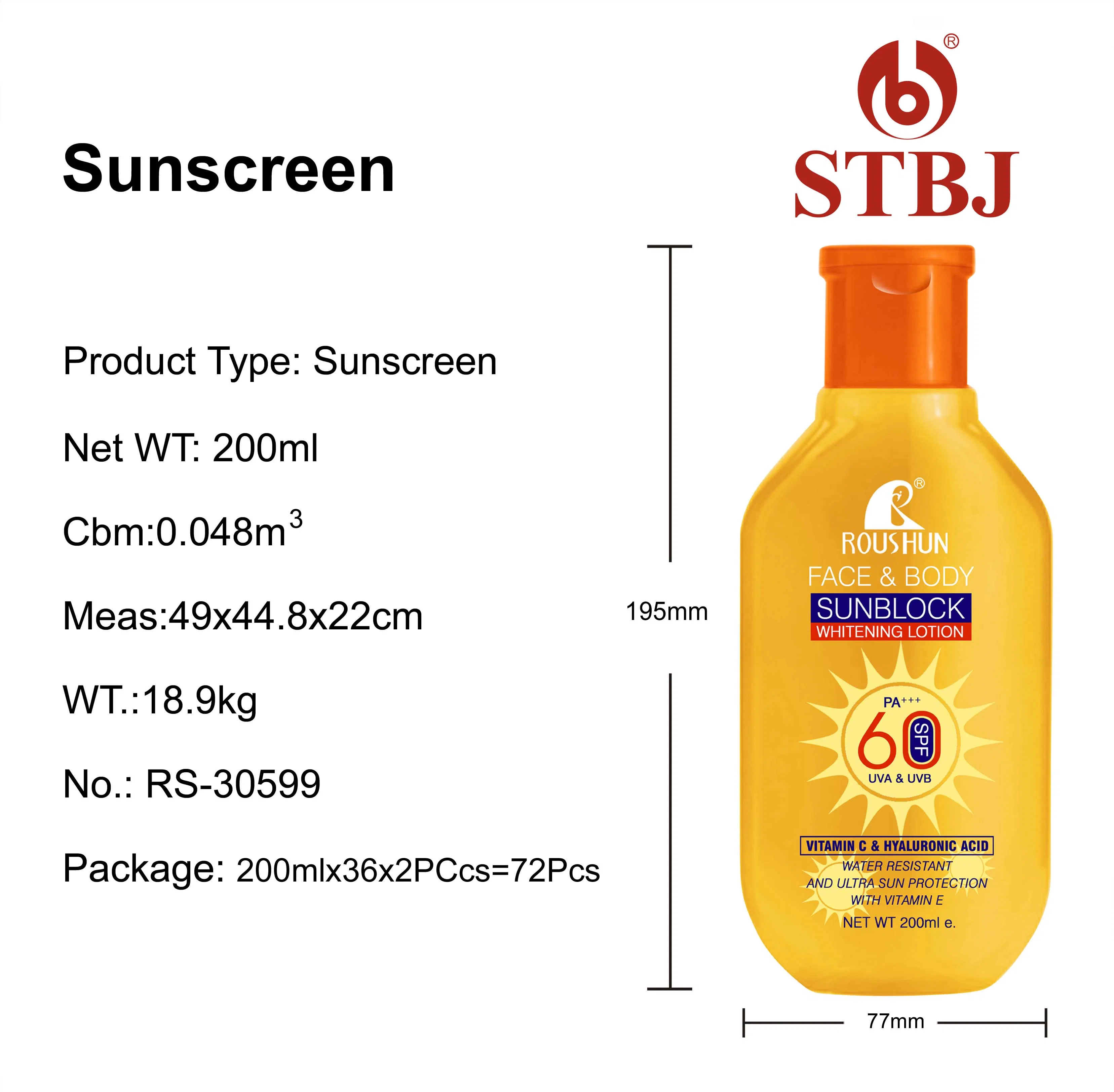 Roushun SPF 60 Sunscreen Face & Body Whitening Lotion Water Resistant