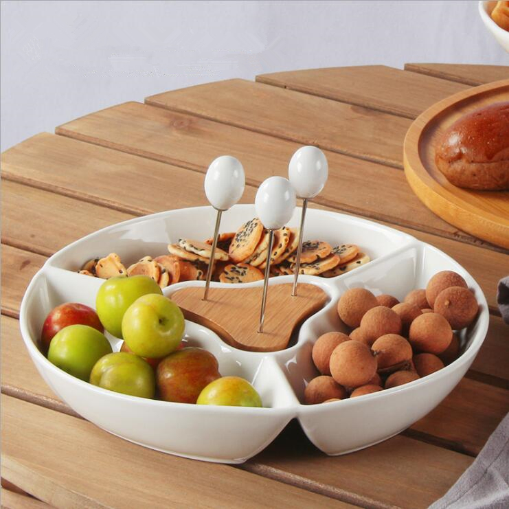 Ceramic Dessert Plate Divided Plate Snack Serving Tray Party Dish