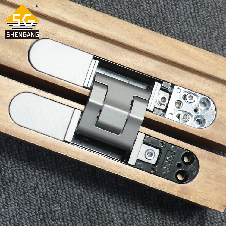 Silver Invisible Hidden Hinges Mortise Mount Invisible Concealed Cross Door Hinge for Folding Door Stainless Steel with Screws