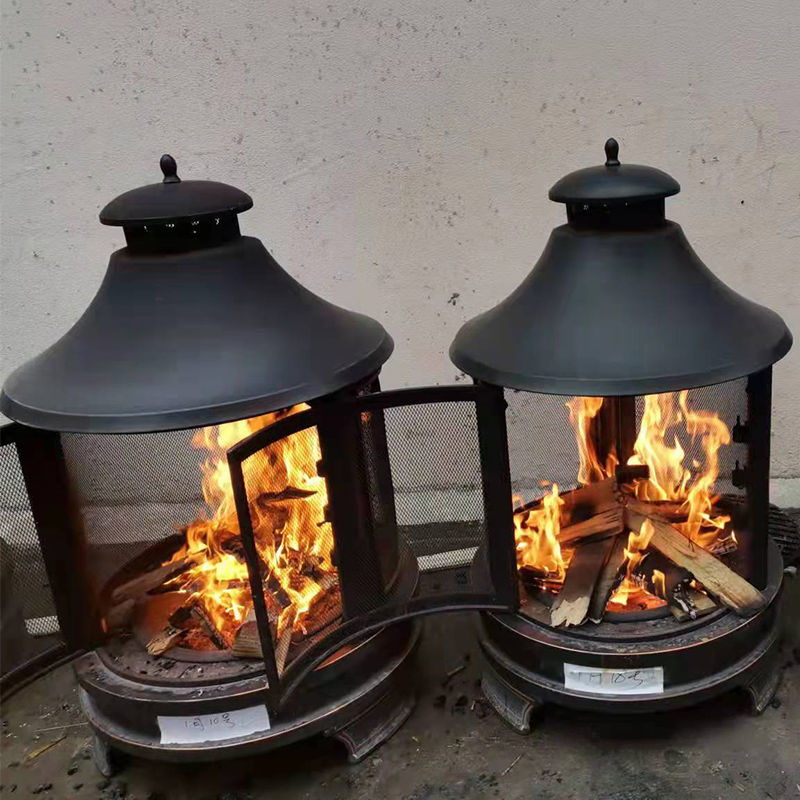 Black Large Outdoor Fire Pit - 29-Inch Heavy-Duty Wood-Burning Fire Pit with Spark Screen for Patio & Backyard Bonfires - Includes Poker & Round Fire Pit Cover