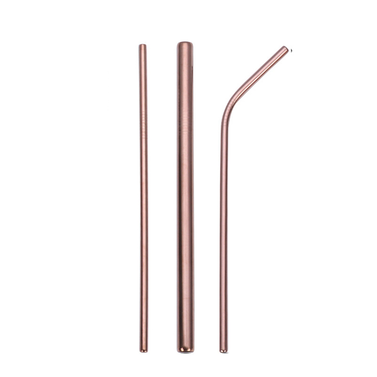Supplier Amazon Hot Sale Straight Bent Reusable Stainless Steel Drinking Straws with Brush Set for Beverage