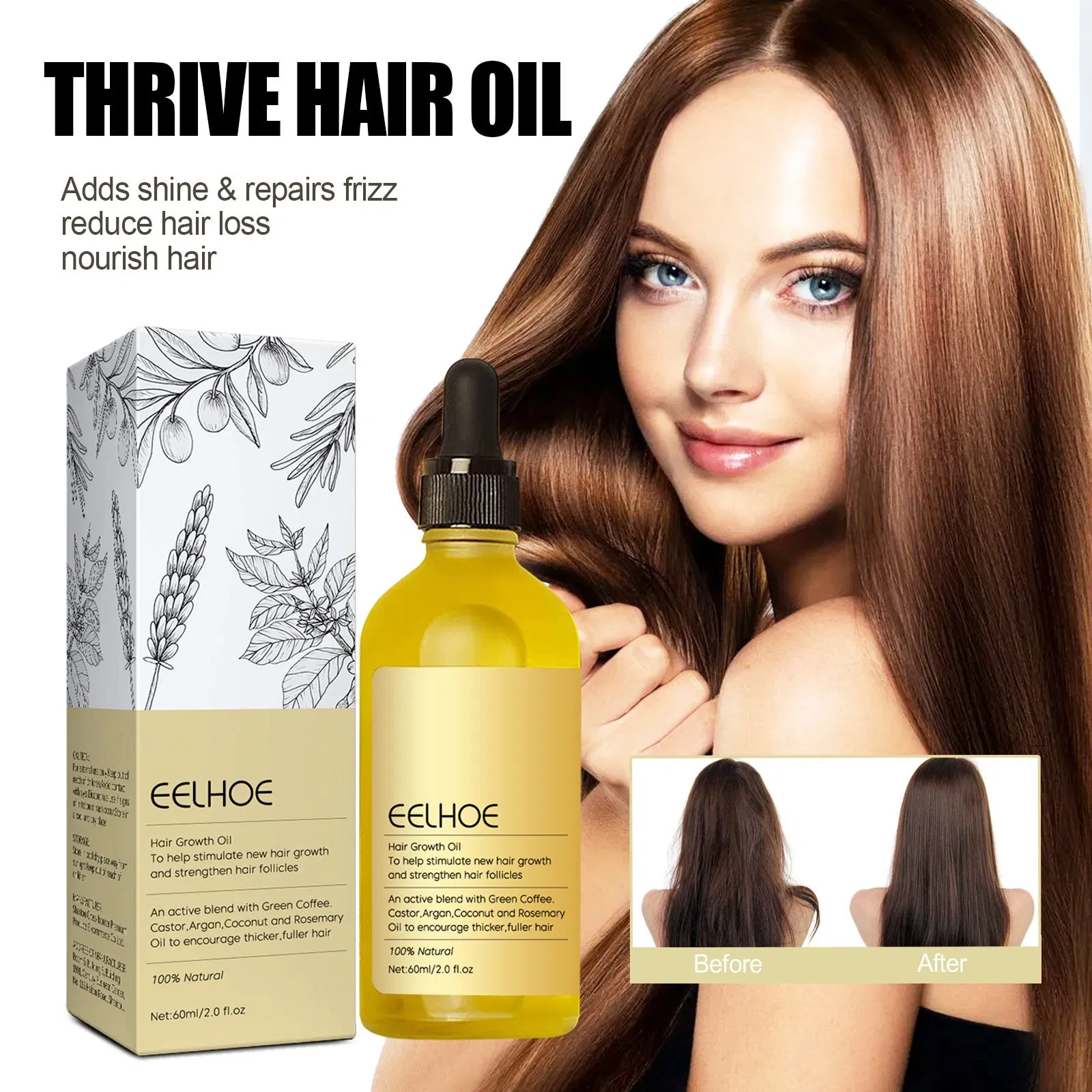 Rosemary Hair Dense Growth Essential Oil Nourish Repair Damaged Hair Growth Promoting Essential Prevent Hair Loss Serum