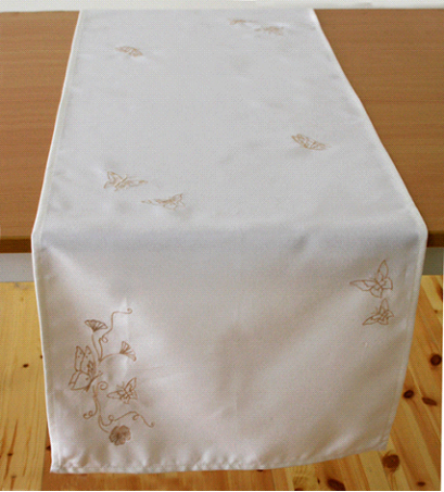 Northern Europe Embroidery Butterfly Table Runner in Soft Beige Polyester